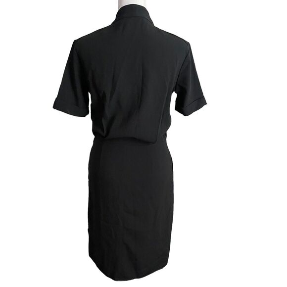 MM LaFleur 0 Sheath Dress Surplice Vneck Black Short Sleeve Pockets Sleek - Picture 10 of 12